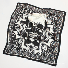 Women′s Silk Like Skull Printing Small Square 70*70cm Scarf (SW149)